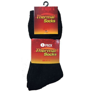 1 PAIR THERMAL SOCKS BLACK SIZE 6-11