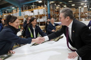 Kier Starmer thanks the factory staff at BCB International, who compile survival packs and many other products aimed at helping Ukraine defend itself..